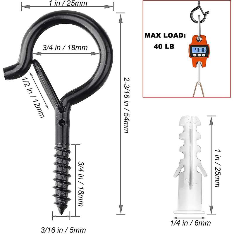 60 Pack Hooks for Hanging Plants String Lights, Screw In Ceiling
