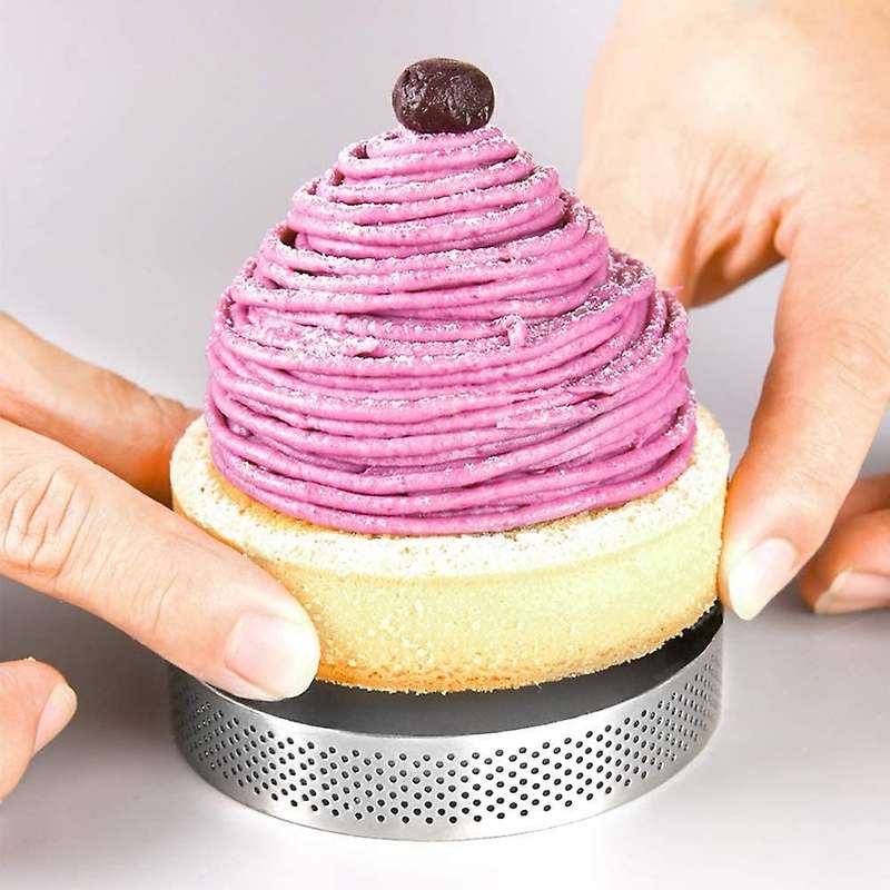 12pcs Stainless Steel Perforated Tart Rings, Porous Cake Mousse Molds