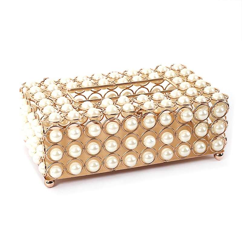 Tissue Box Storage Box Shiny Luxury Creative Metal Pearl Tissue Box