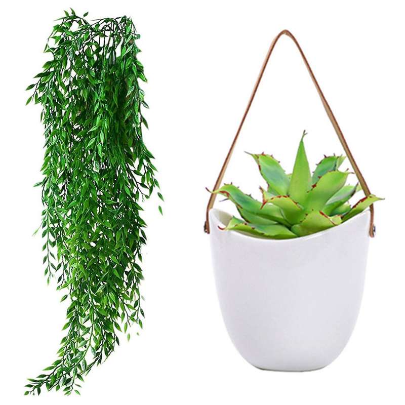 2pcs Artificial Hanging Plants for Wall Garden Wedding Basket Decor