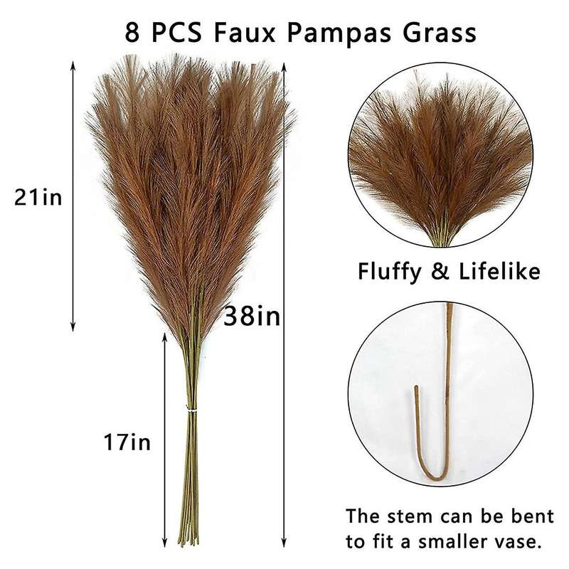 Dried Pampas Grass Artificial Pompous Grass Branches Vase Filler A