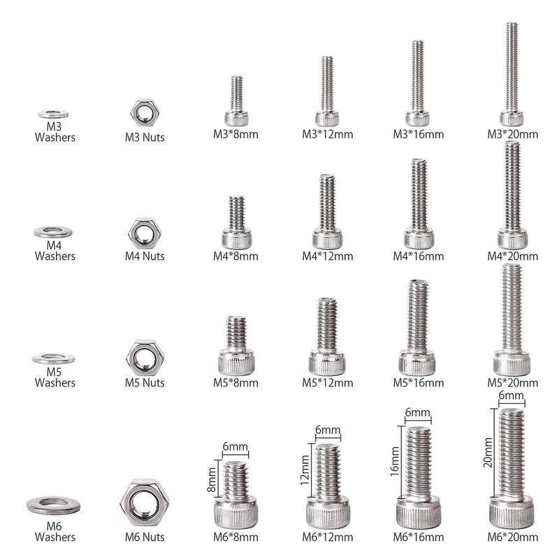 520pcs Boxed Stainless Steel Hexagon Socket Bolts M3/m4/m5/m6 Bolts