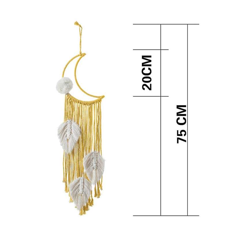 3 Pack Boho Moon Macrame Wall Hanging Leaves Woven Tapestry Dream