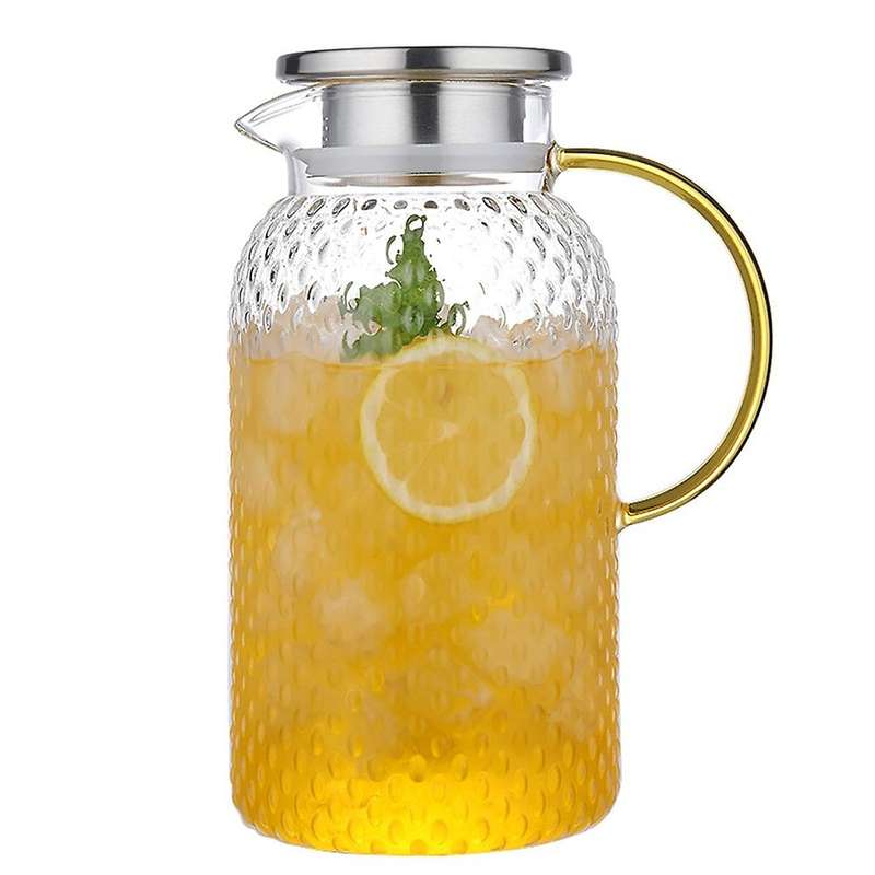 1.9l Glass Jug, Water Jug for Fridge, Jug with Lid, for Cold Or Hot