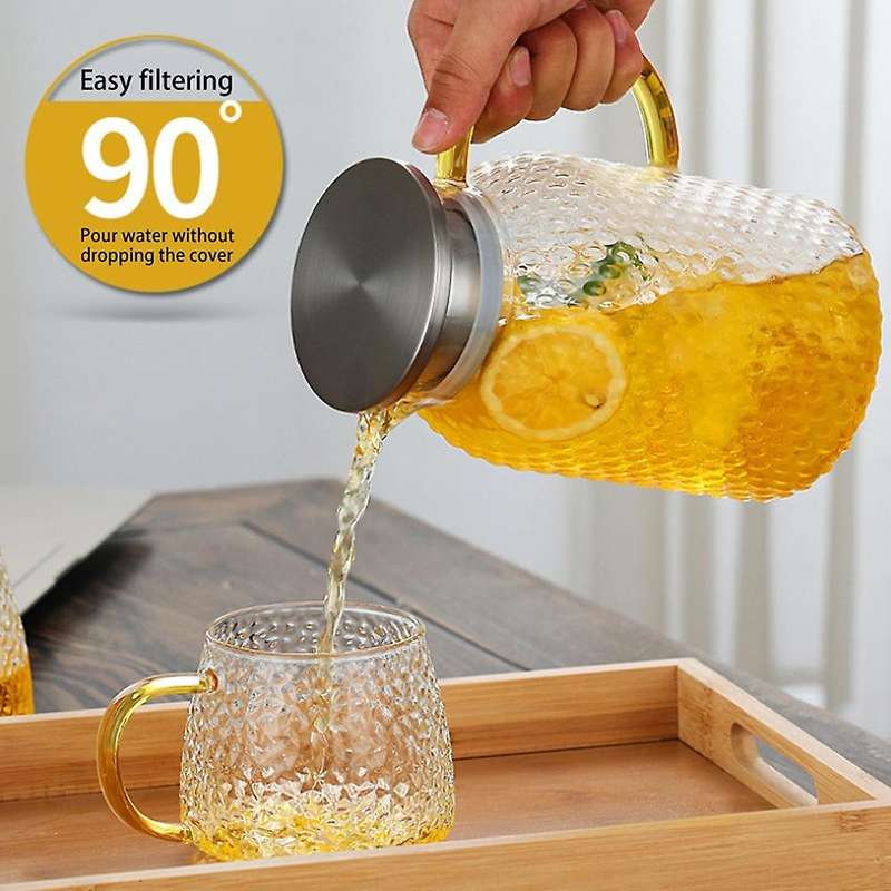 1.9l Glass Jug, Water Jug for Fridge, Jug with Lid, for Cold Or Hot