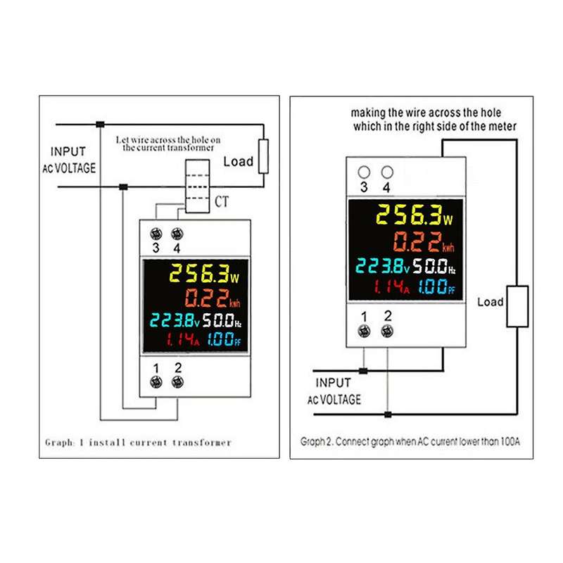 6 In1 Display Smart Meter Ac40-300v Built-in Ct Monitor