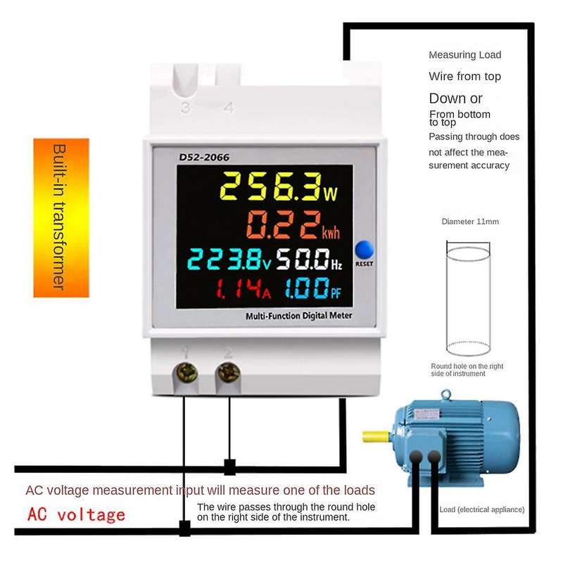 6 In1 Display Smart Meter Ac40-300v Built-in Ct Monitor