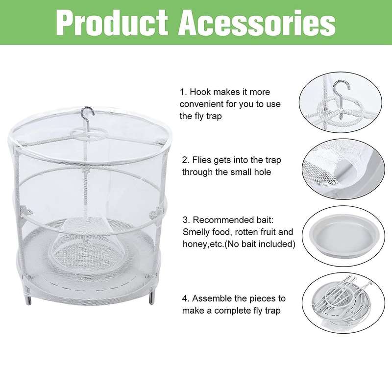 4 Pack Reusable Ranch Fly Traps with Fly Bait,hanging Fly Catcher Bag