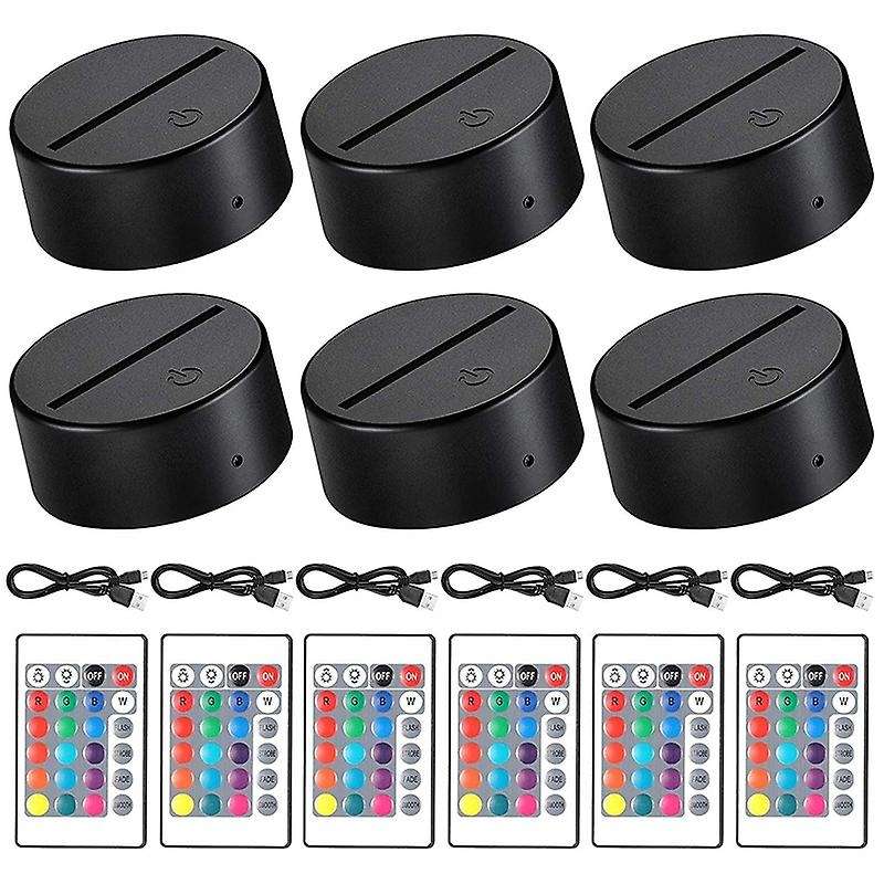 6 Pieces 3d Led Light Base, for Acrylic and Resin Glass (black)