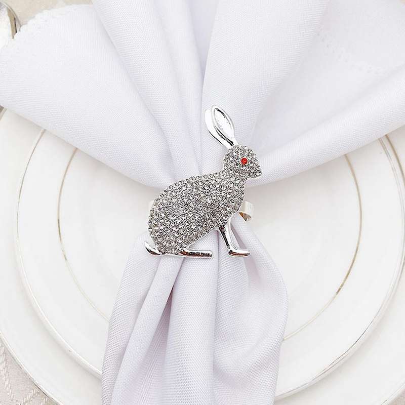 12pcs Easter Bunny Napkin Rings Holder for Dining Table Parties
