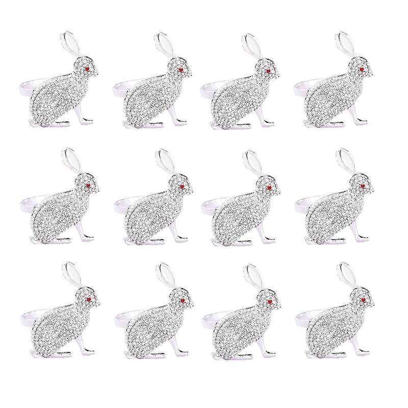 12pcs Easter Bunny Napkin Rings Holder for Dining Table Parties