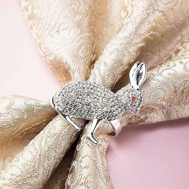 12pcs Easter Bunny Napkin Rings Holder for Dining Table Parties