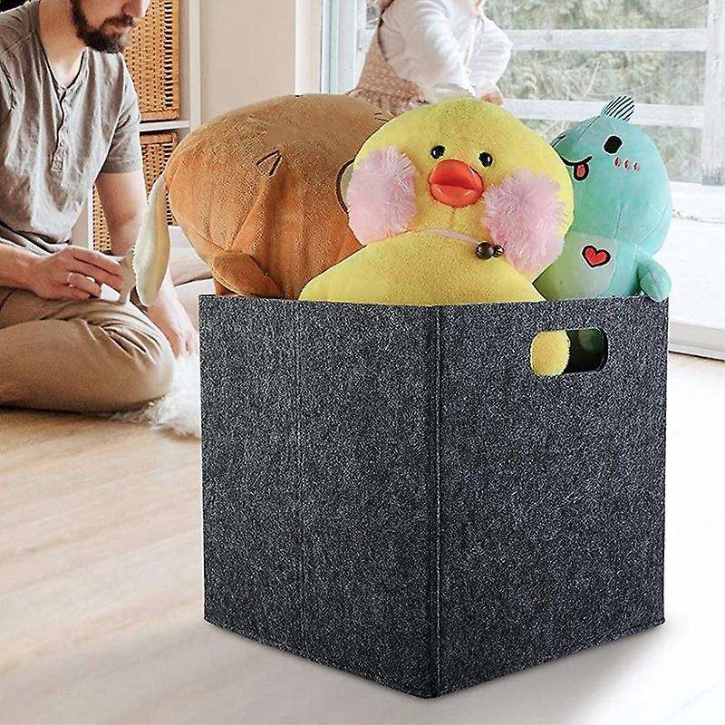 Foldable Storage Squares 4 Pack, Square Storage Bins Dark Grey