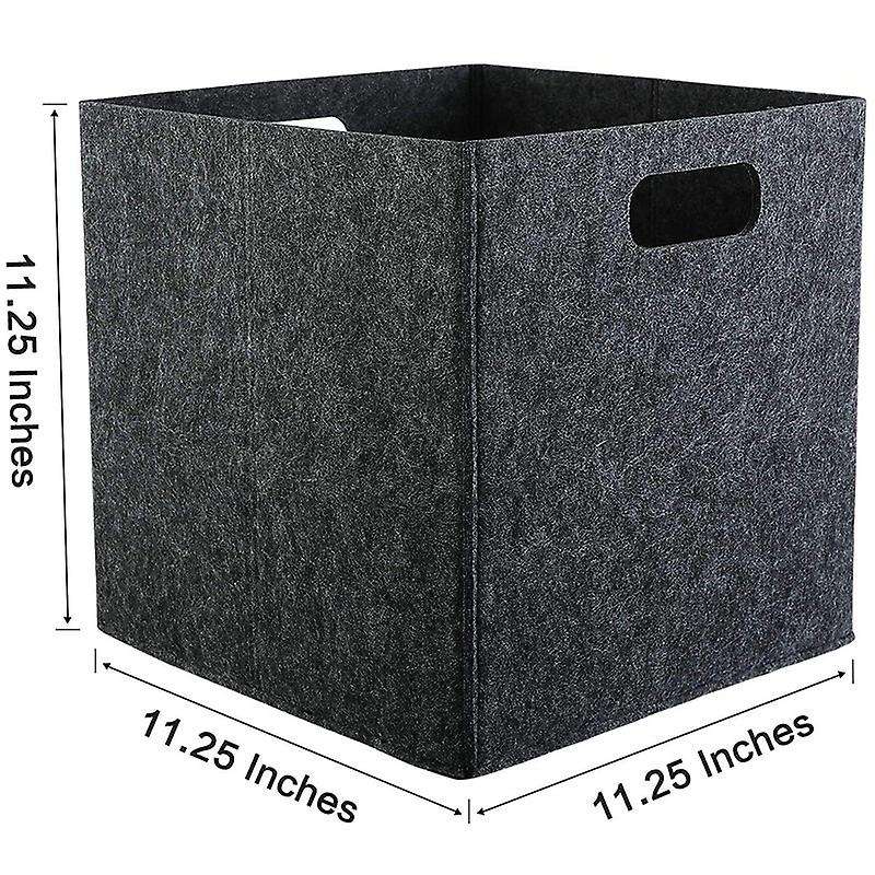 Foldable Storage Squares 4 Pack, Square Storage Bins Dark Grey