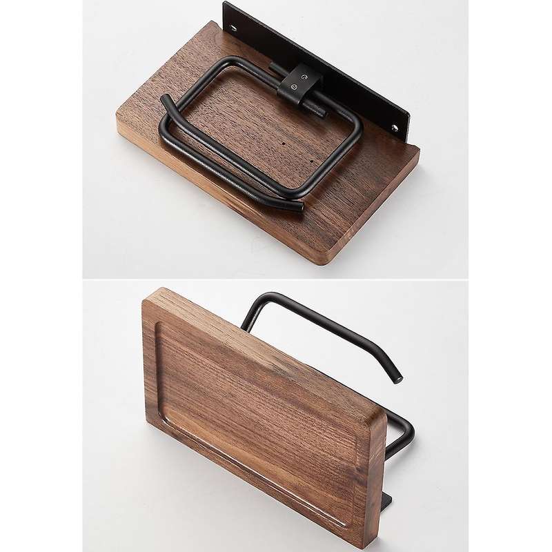 Toilet Paper Holder Wall Mount Black Walnut Tissue Holder Creative