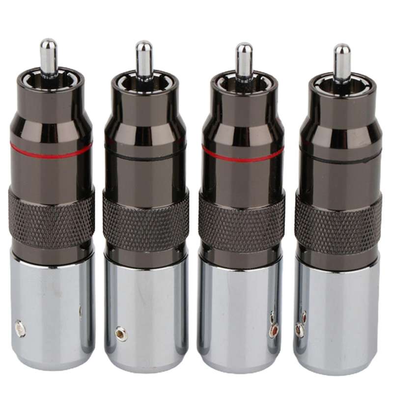 4pcs Hi-end Hifi Rhodium Plated Unsolder Rca Terminal Hifi Diy Brass