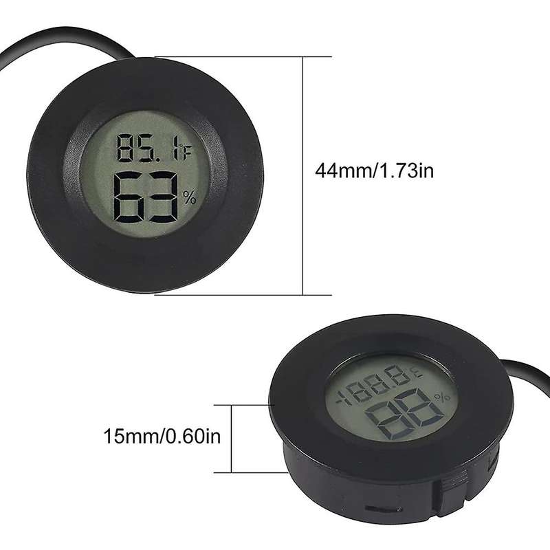 9pcs Mini Digital Hygrometer Thermometer Gauge with Probe, White