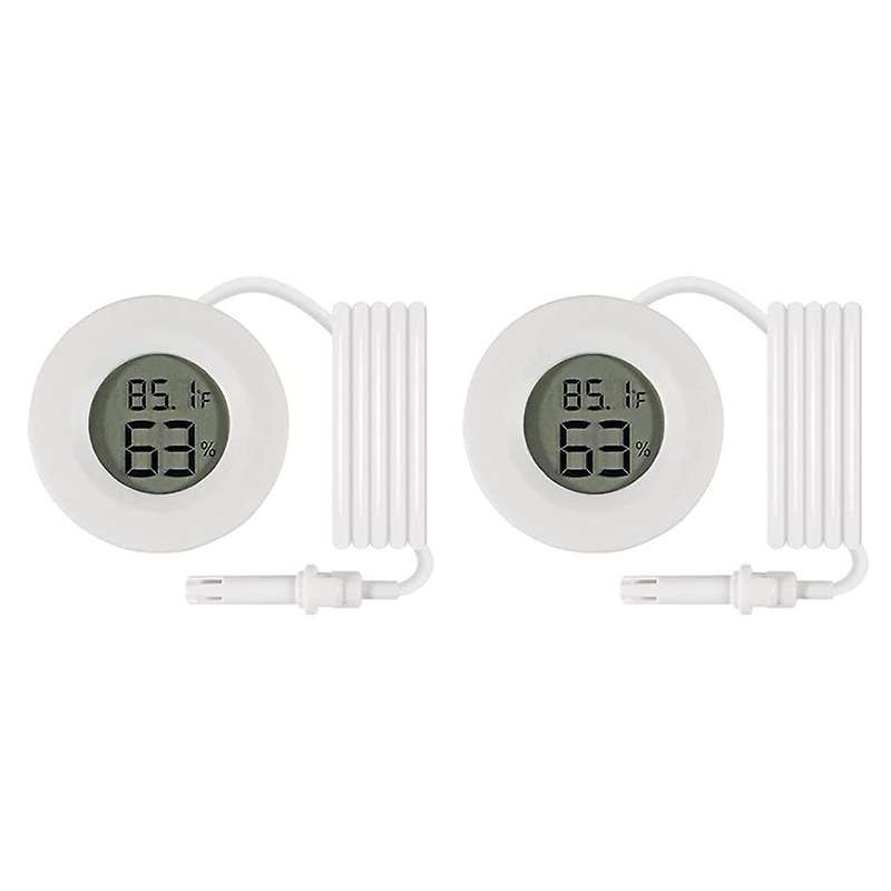 9pcs Mini Digital Hygrometer Thermometer Gauge with Probe, Black