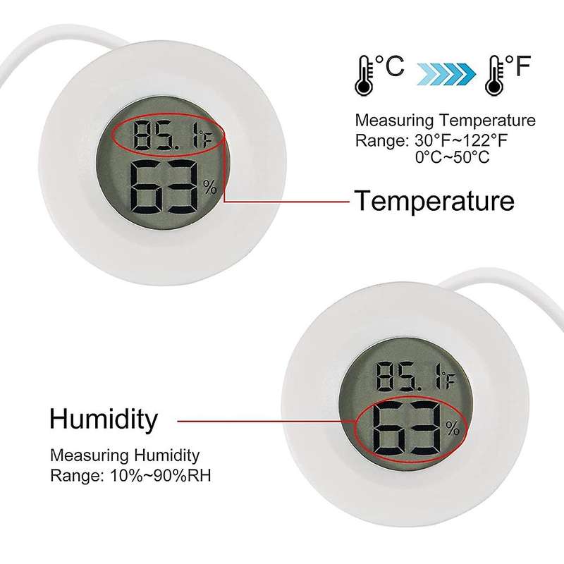 9pcs Mini Digital Hygrometer Thermometer Gauge with Probe, Black