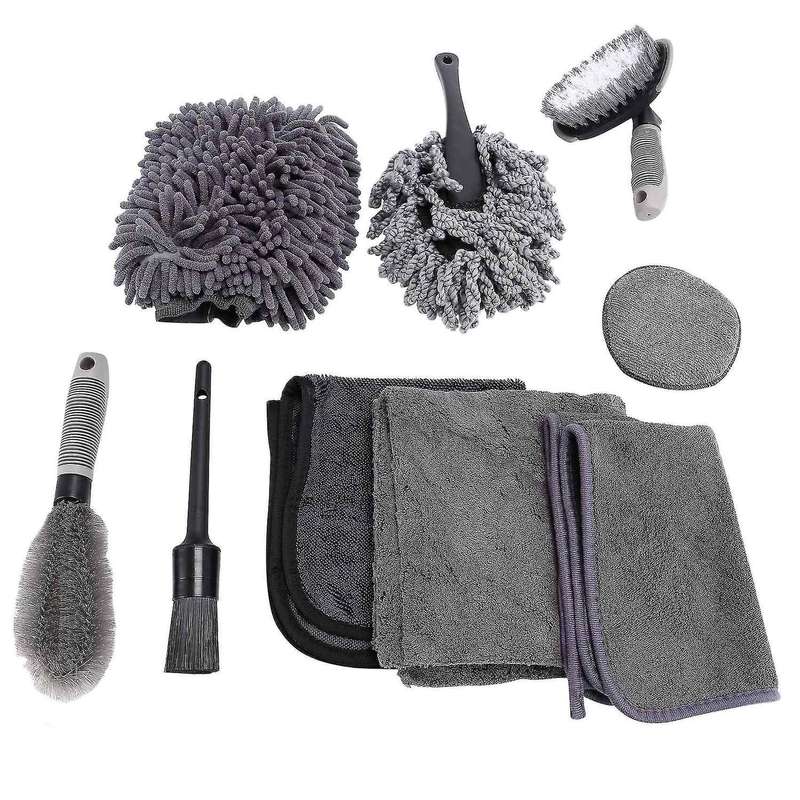9pcs Car Wash Cleaning Kits Auto Detailing Washing Tools Towels Blush