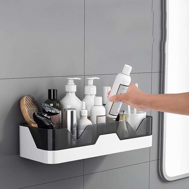 2-piece Set Of Non-drilled Shower Rack Wall-mounted Shower Black