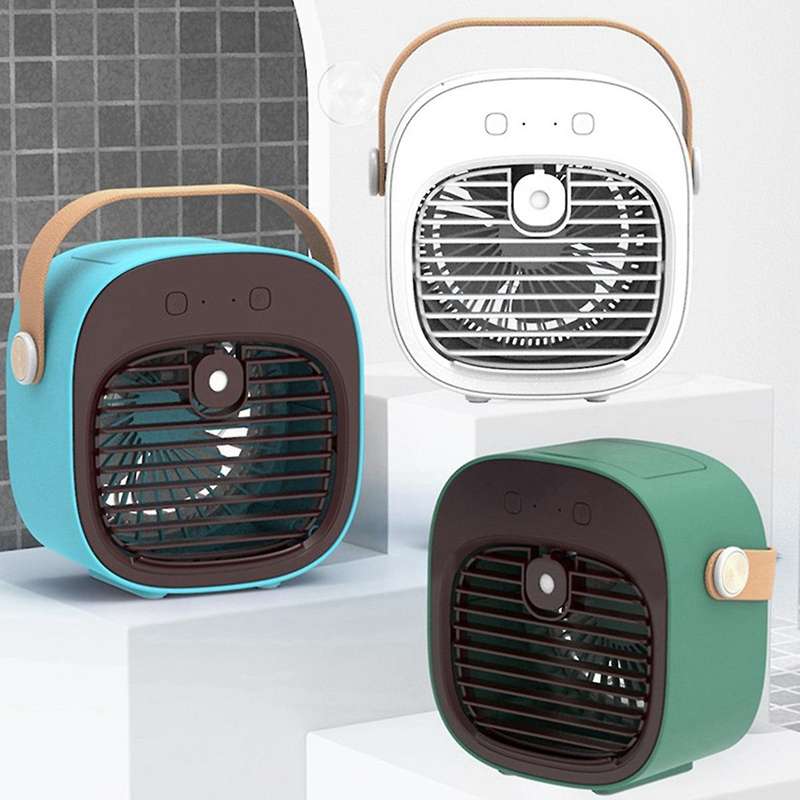 Portable Mini Air Conditioner Desktop Fan Humidifier Purifier(white)