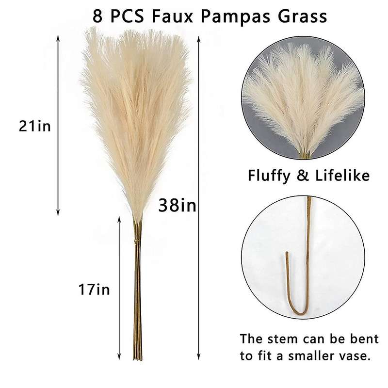 Dried Pampas Grass Artificial Pompous Grass Branches Vase Filler D