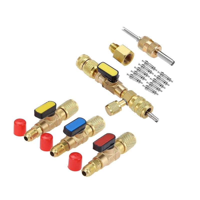 Brass R410a Refrigerant Straight Ball Valves Ac Charging Hoses