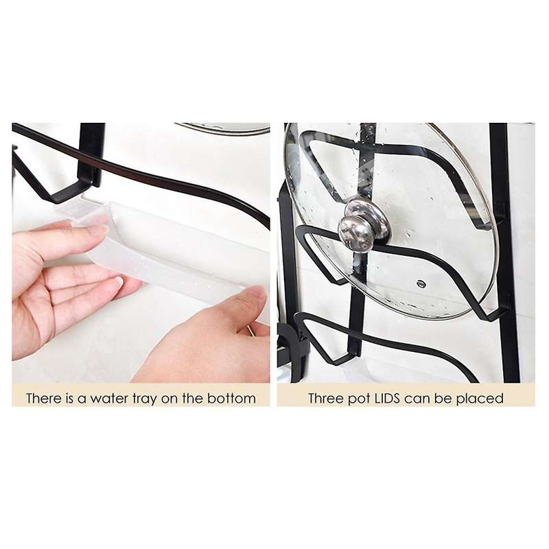 Stainless Steel Pot Cover Rack Kitchen Rack Black Hanger Pot Cover