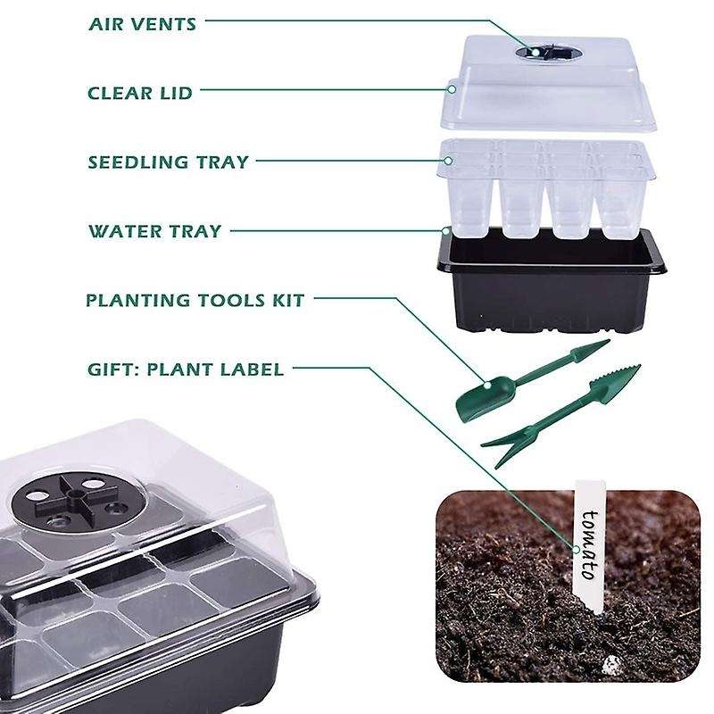 Starter Tray Kit with Dome and Base Greenhouse Grow Trays Propagator
