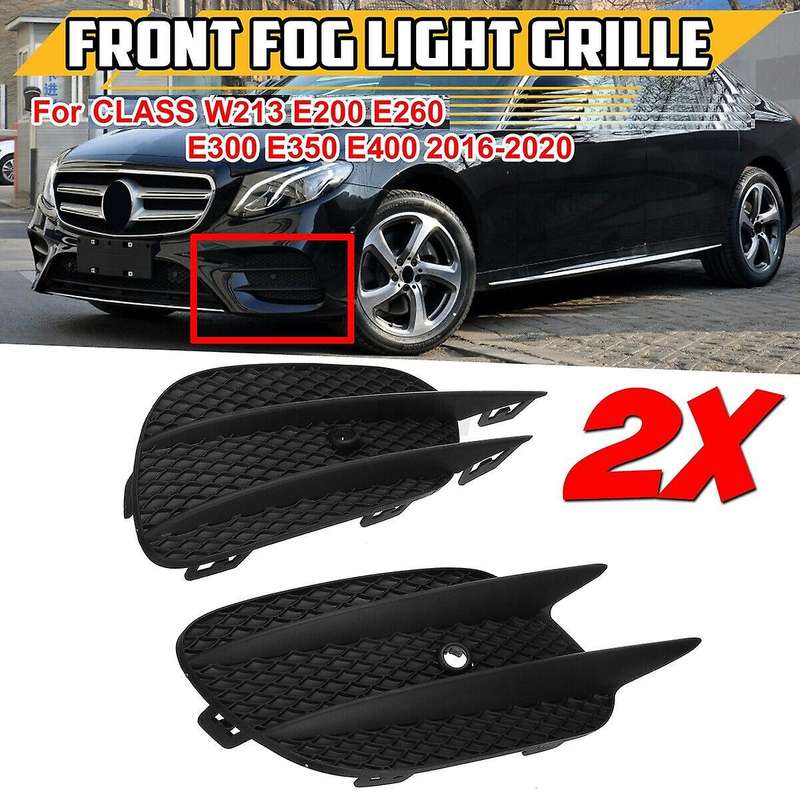 2x Front Bumper Fog Light Grill Cover for Mercedes Benz E Class 16-20