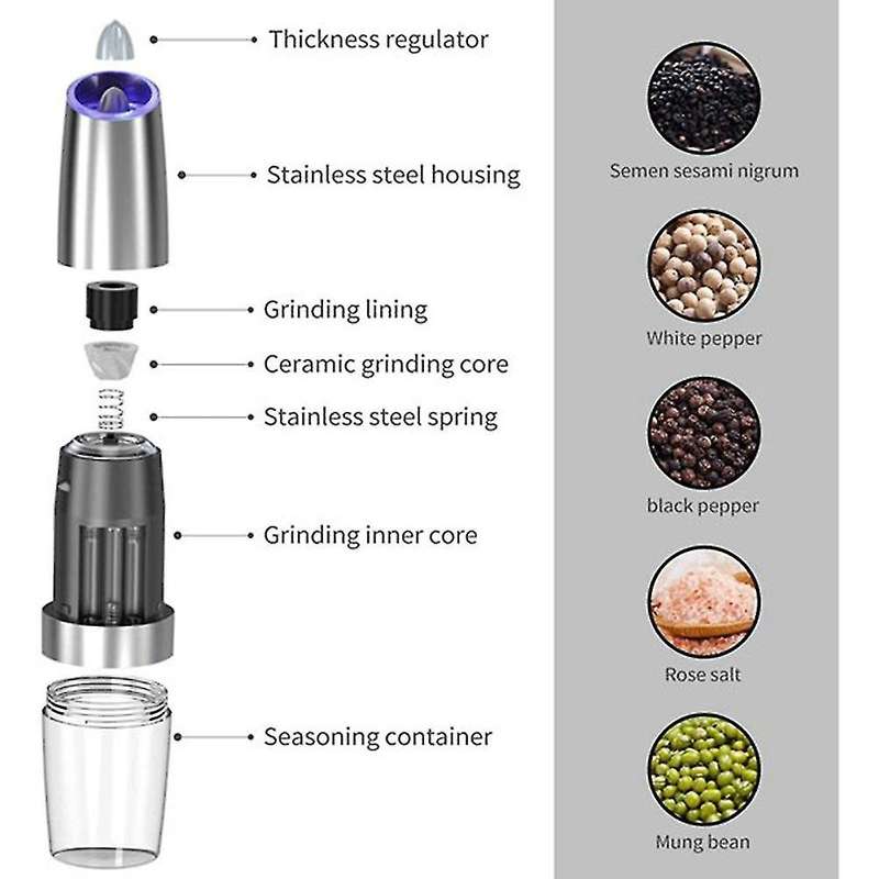 Electric Gravity Pepper Grinder Salt and Pepper Mill Grinder