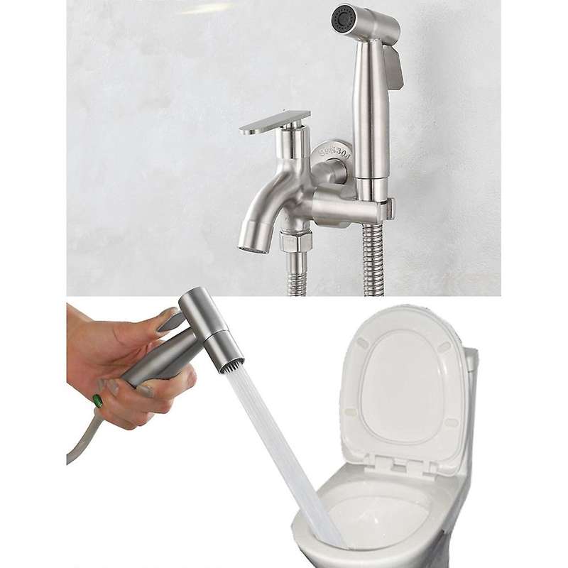 Bidet Spray Set 2 Way Tap Faucet Bathroom Toilet Hose Water Tap