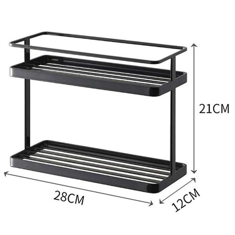 Kitchen Bathroom Wall Hanging 2 Layer Organizer Storage Rack White