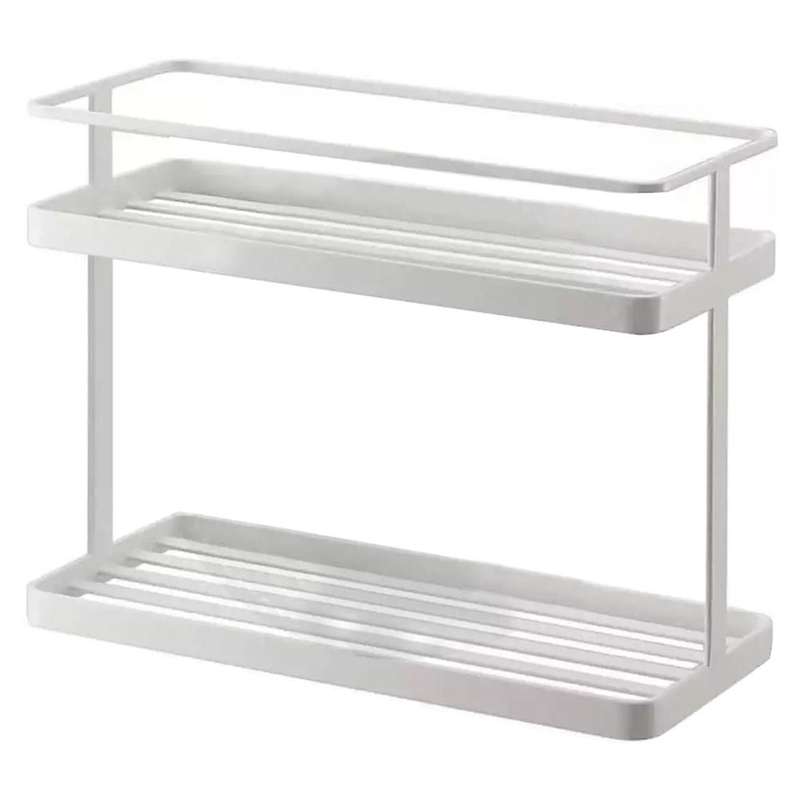 Kitchen Bathroom Wall Hanging 2 Layer Organizer Storage Rack White