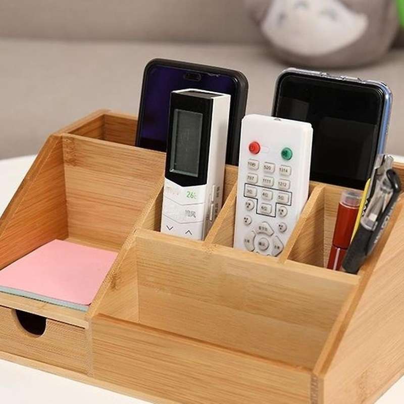 Desktop Bamboo Wood Storage Box Home Office Cosmetics Storage Box