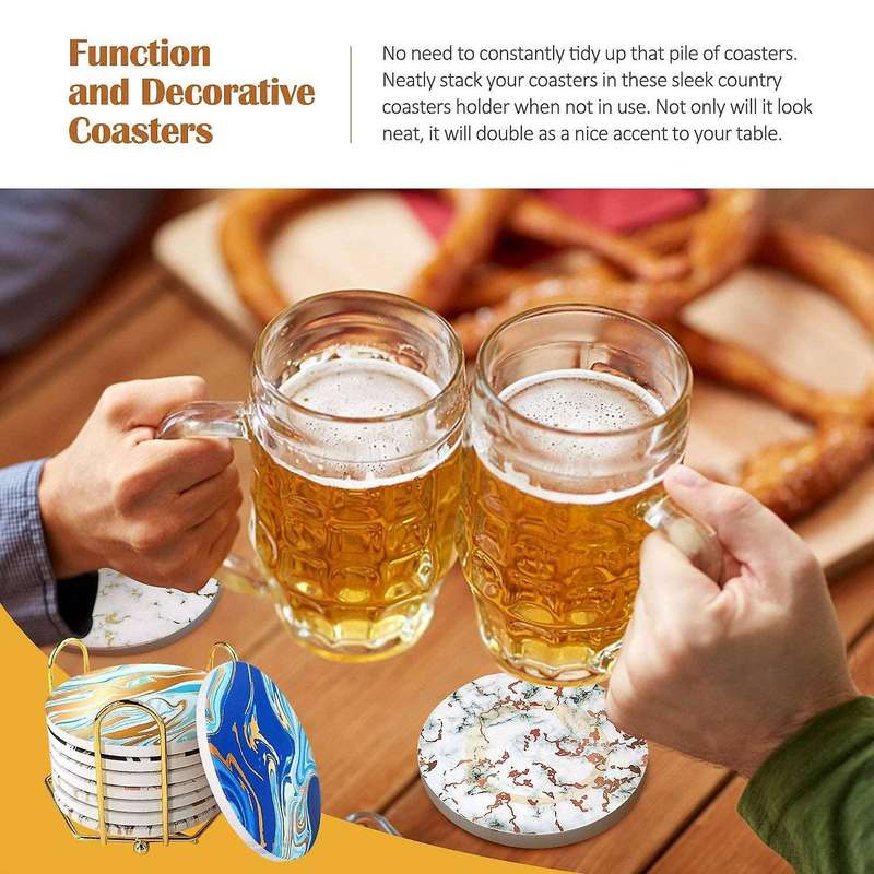 Marble Coasters Set with Cork Base,cup Ceremic Coaster for Gifts,home