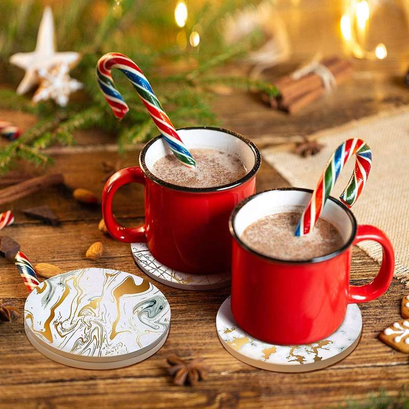 Marble Coasters Set with Cork Base,cup Ceremic Coaster for Gifts,home