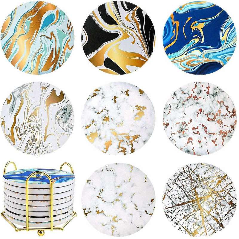 Marble Coasters Set with Cork Base,cup Ceremic Coaster for Gifts,home