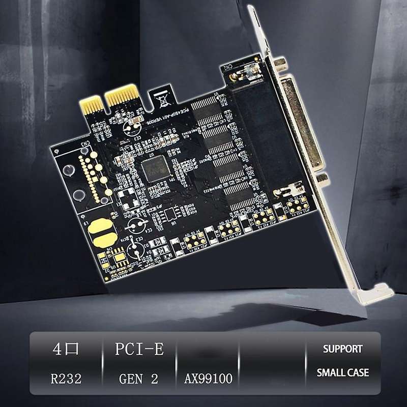 Pcie to 4 Serial Port Rs232 9-pin Expansion Card Ax99100 with Cable