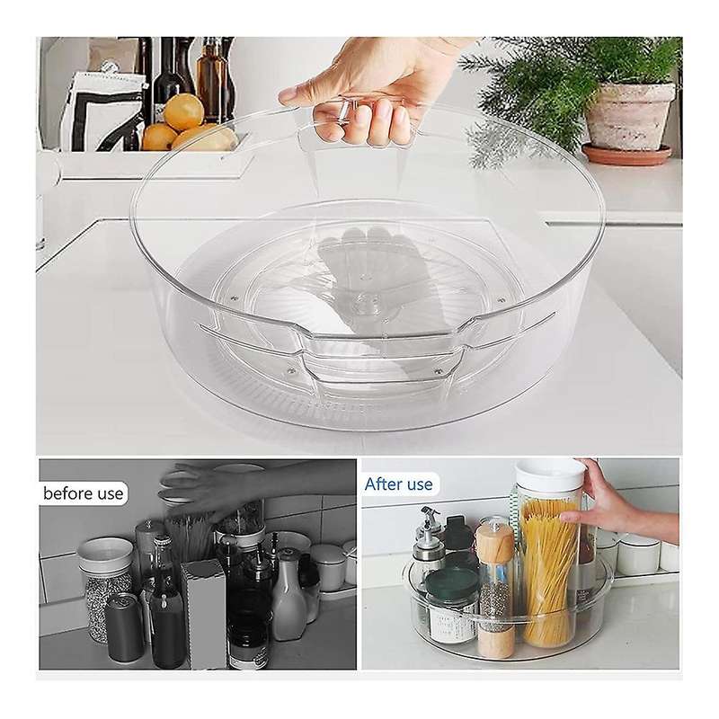 2 Pack Lazy Susan Turntable Cupboard Organiser Revolving Holder