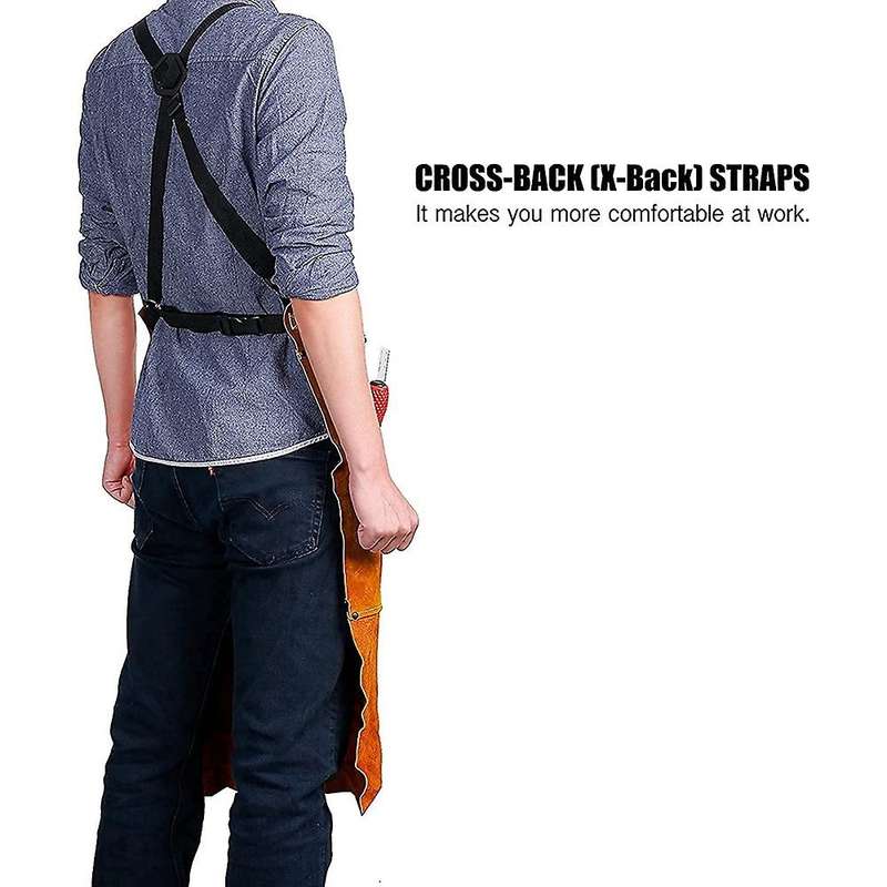 Leather Work Shop Apron with 6 Tool Pockets,24x36inch,m to Xxl