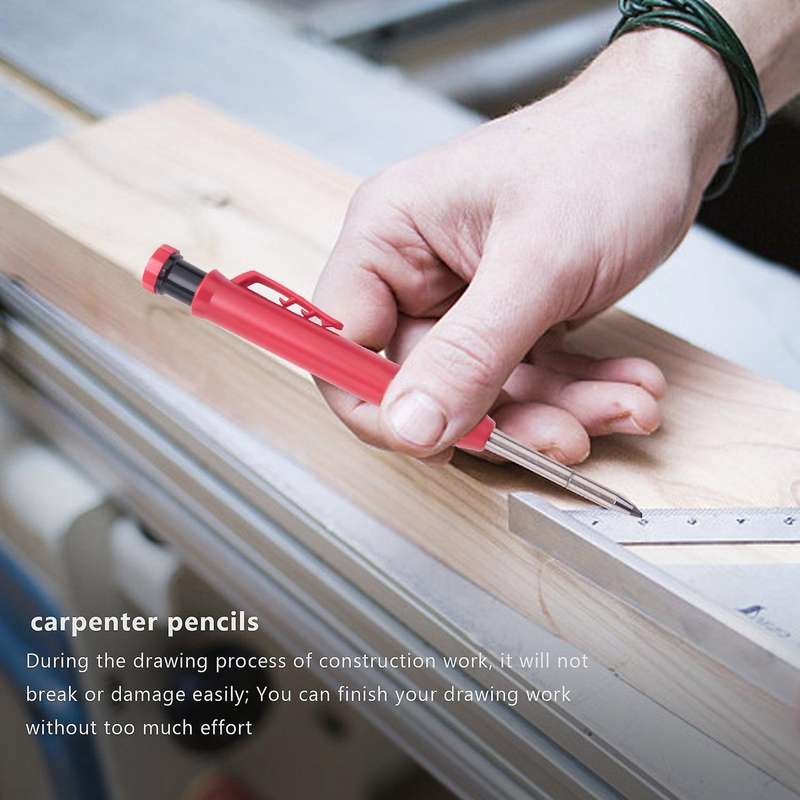 6pieces Carpenter Pencils with 36 Refill Leads for Carpenters Drawing