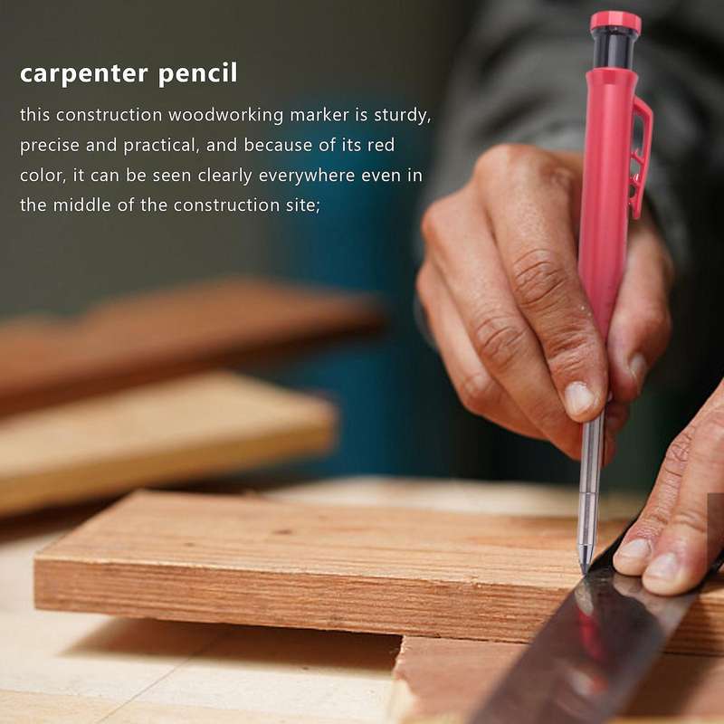 6pieces Carpenter Pencils with 36 Refill Leads for Carpenters Drawing