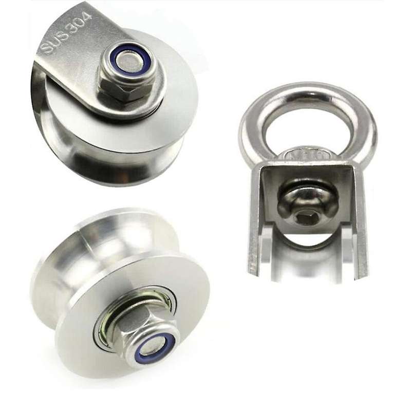 U Type Swivel Pulley 304 Stainless Steel Duplex Bearing Detachable