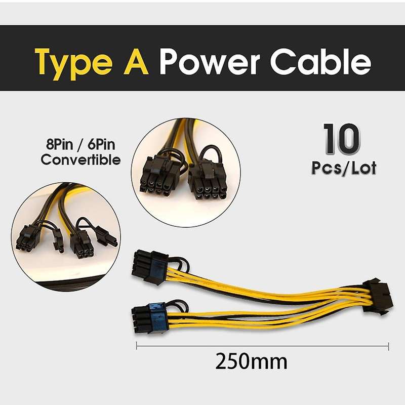 10 Pcs 8 Pin Pci-e to 8 Pin (6+2) (female to Male) for Graphics Card
