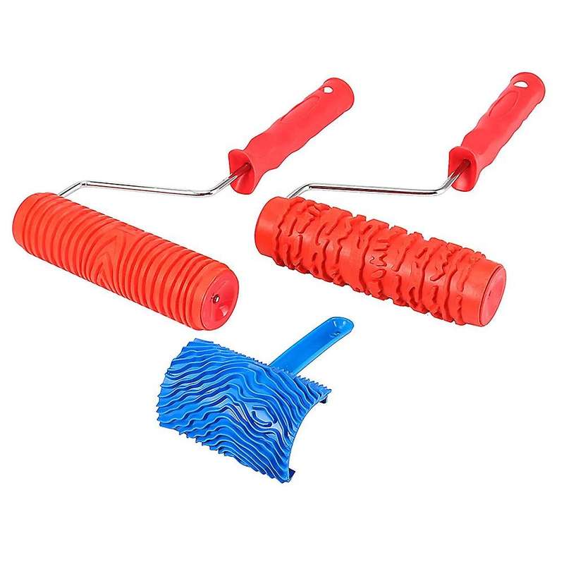 3 Pcs 7 Inch Wood Graining Painting Tool Set for Wall Decoration