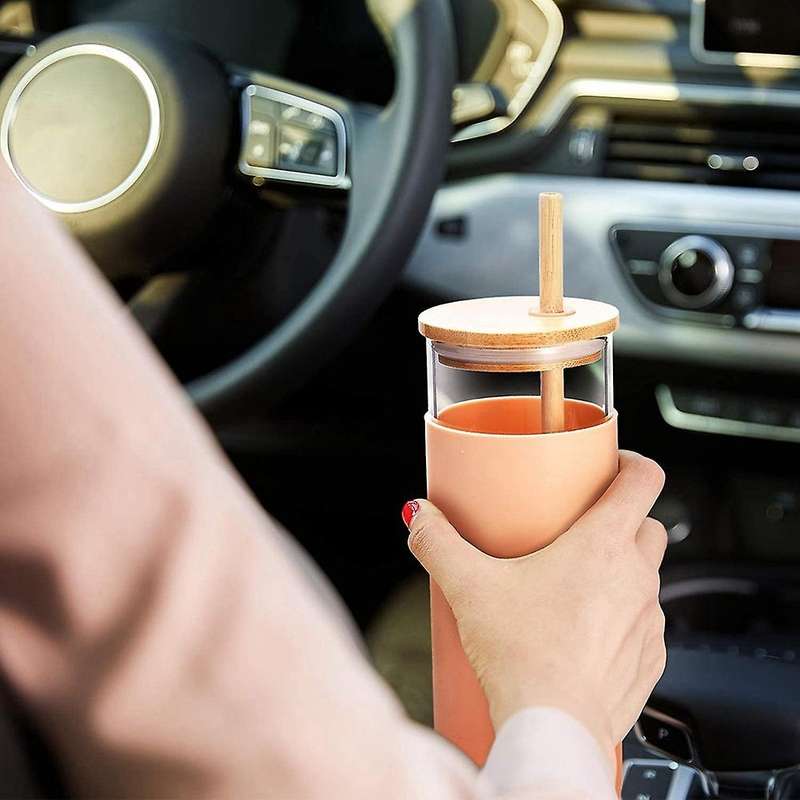16oz High Borosilicate Glass Silicone Sleeve (orange & Black)