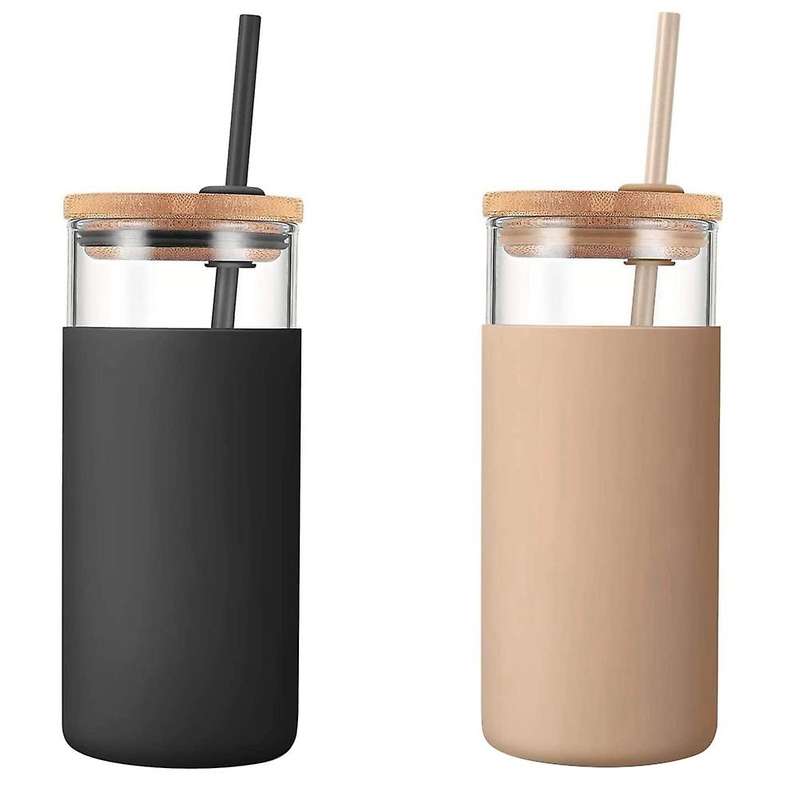 16oz High Borosilicate Glass Silicone Sleeve (orange & Black)
