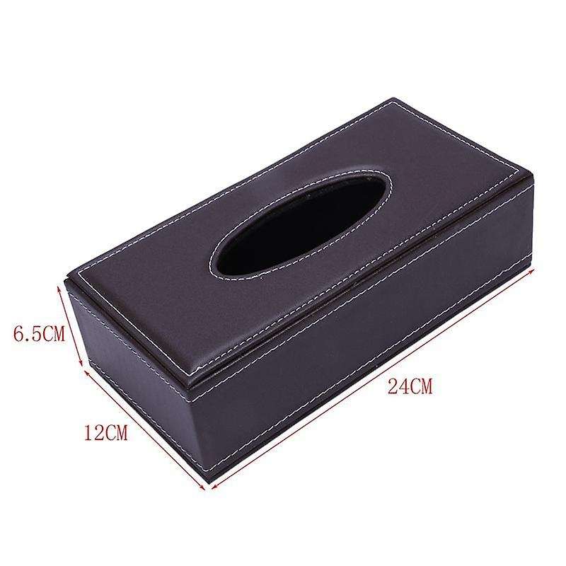 3x Portable Leather Rectangular Tissue Cover Box Brown